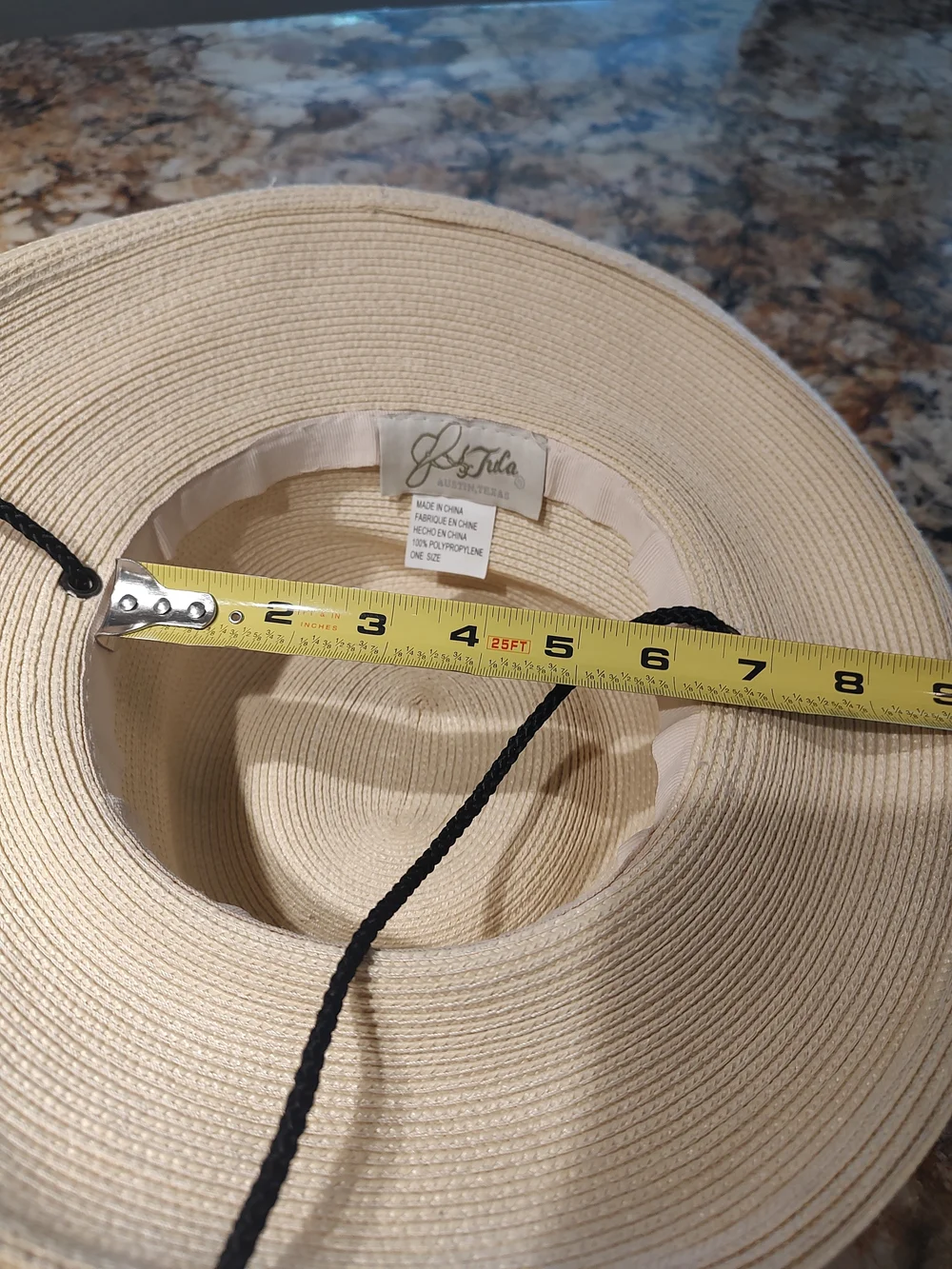 Tula Cream Wide-Brim Sun Hat with Black Chin Cord